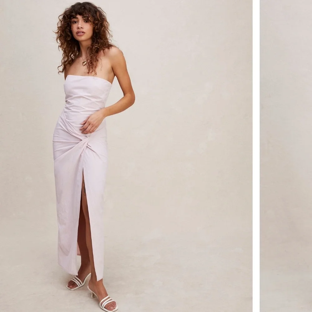 Bec + Bridge Adrianna Strapless Maxi Dress in “Quartz Pink”